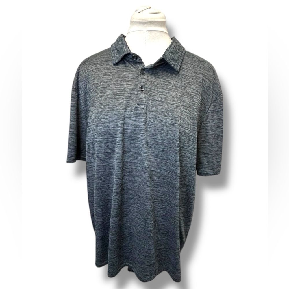 Zelos Men’s Short Sleeve Heather Blue-Gray Collared Polo Golf Athleisure Shirt